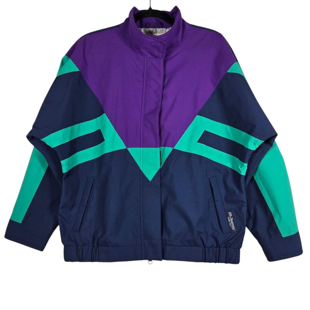 Vintage Tourney Jacket Womens M Purple Teal Retro Ski Coat Waterproof Gore-Tex‎
